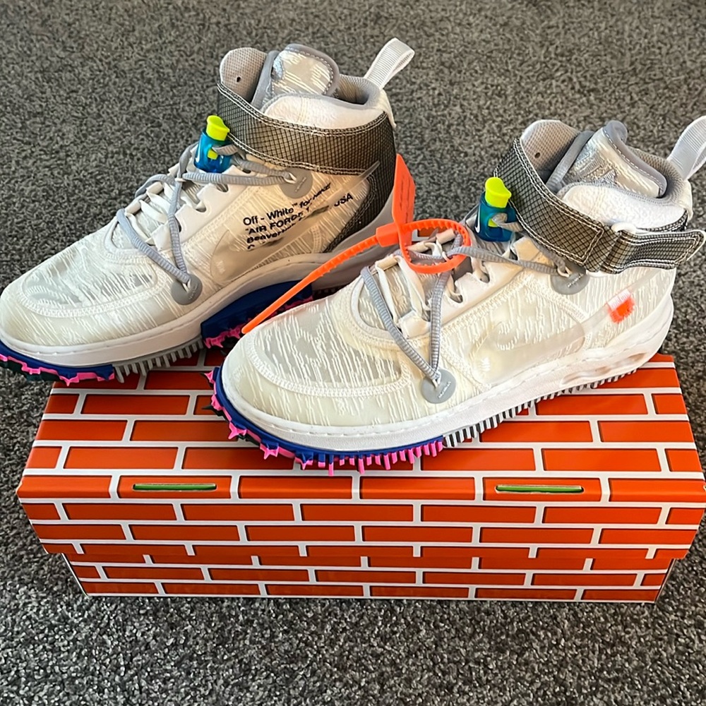 Nike Off-White Air Force 1 Mid, White-Clear White Size 9 NWT